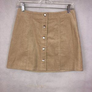 Forever 21 Button Tan Corduroy Skirt Size M
